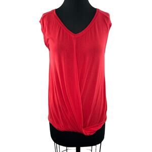Dalia Red Tank Top Viscose Stretch Rib V-Neck Sleeveless Pullover Size S Small